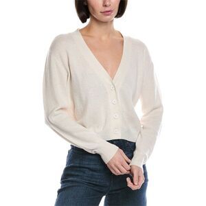 Brodie Cashmere Womens  Boxy Little Wool & Cashmere-Blend Cardigan, White